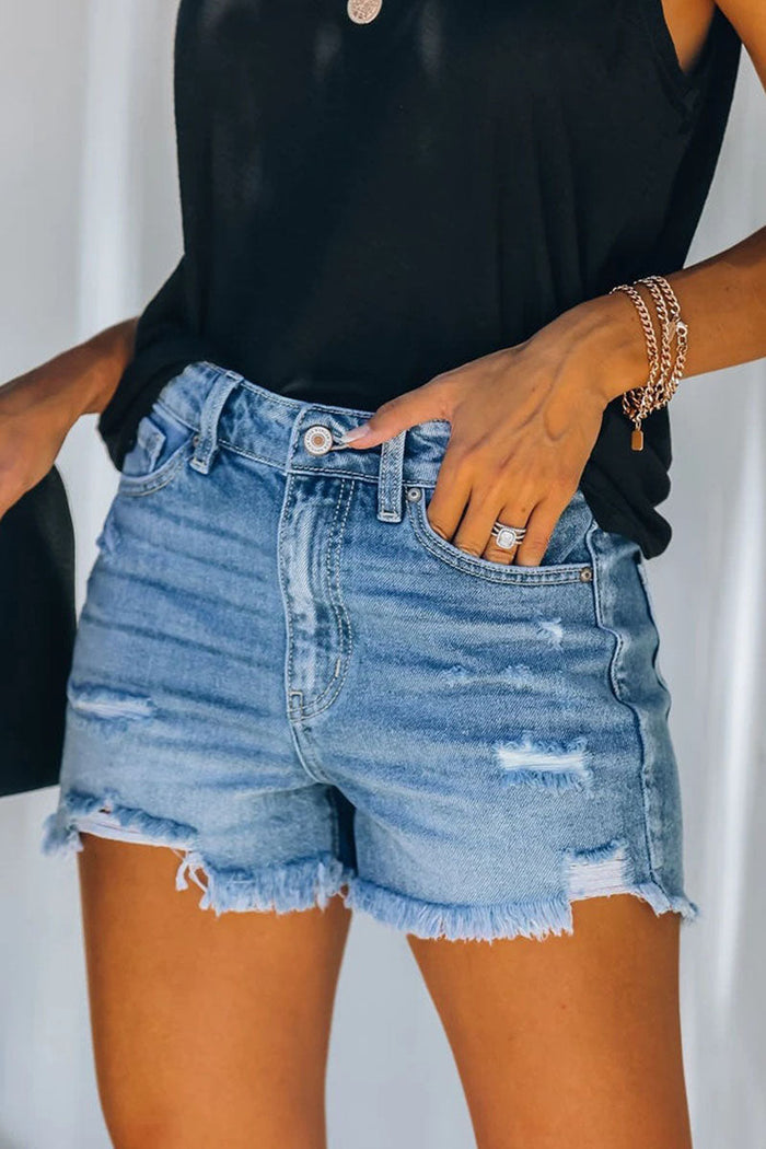 Shorts en jean déchirés décontractés pour femmes