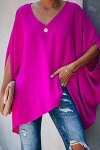 Chemisier tunique ample léger pour femmes avec col en V - Parfait pour des tenues d'été décontractées et élégantes