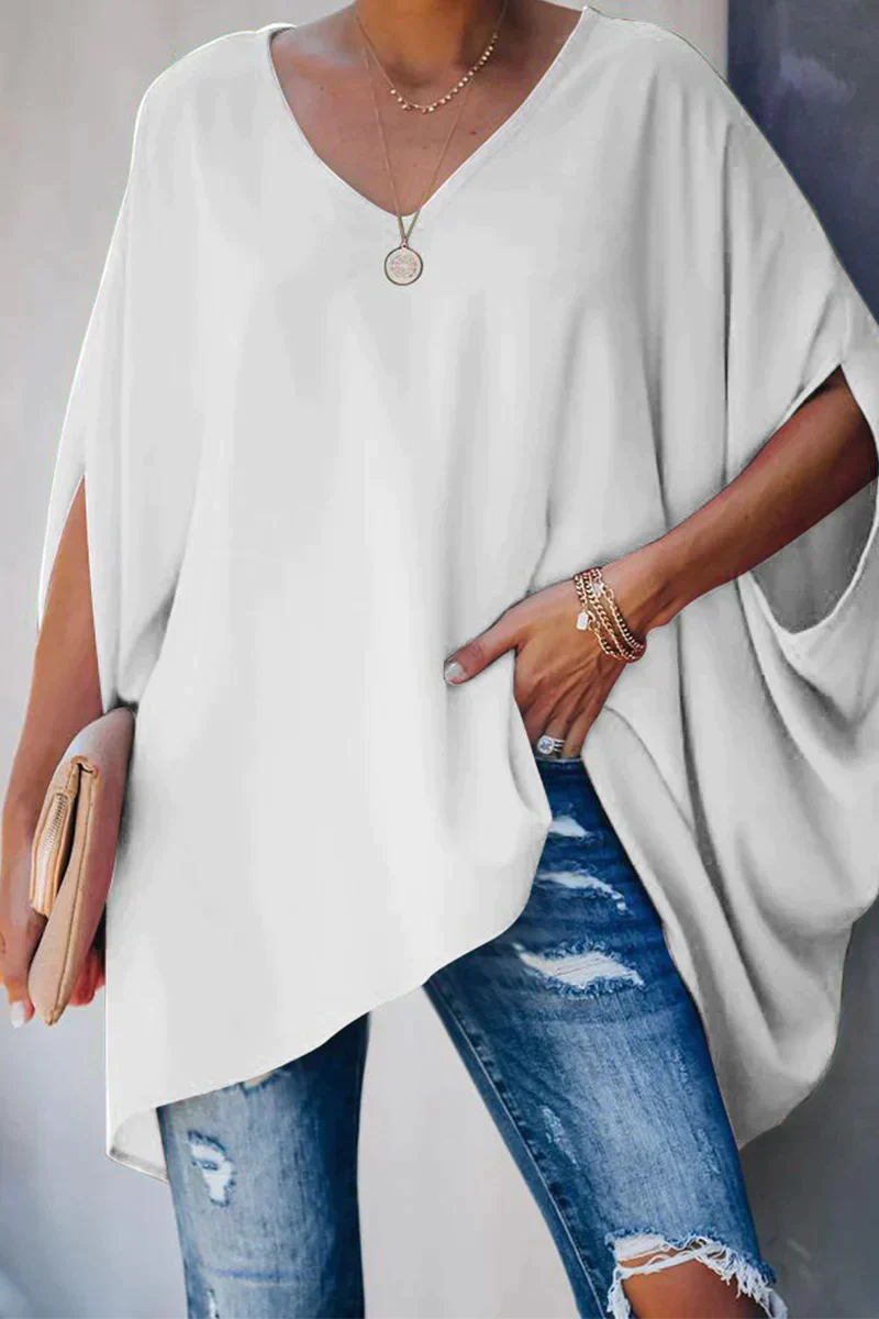 Chemisier tunique ample léger pour femmes avec col en V - Parfait pour des tenues d'été décontractées et élégantes