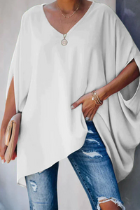 Chemisier tunique ample léger pour femmes avec col en V - Parfait pour des tenues d'été décontractées et élégantes