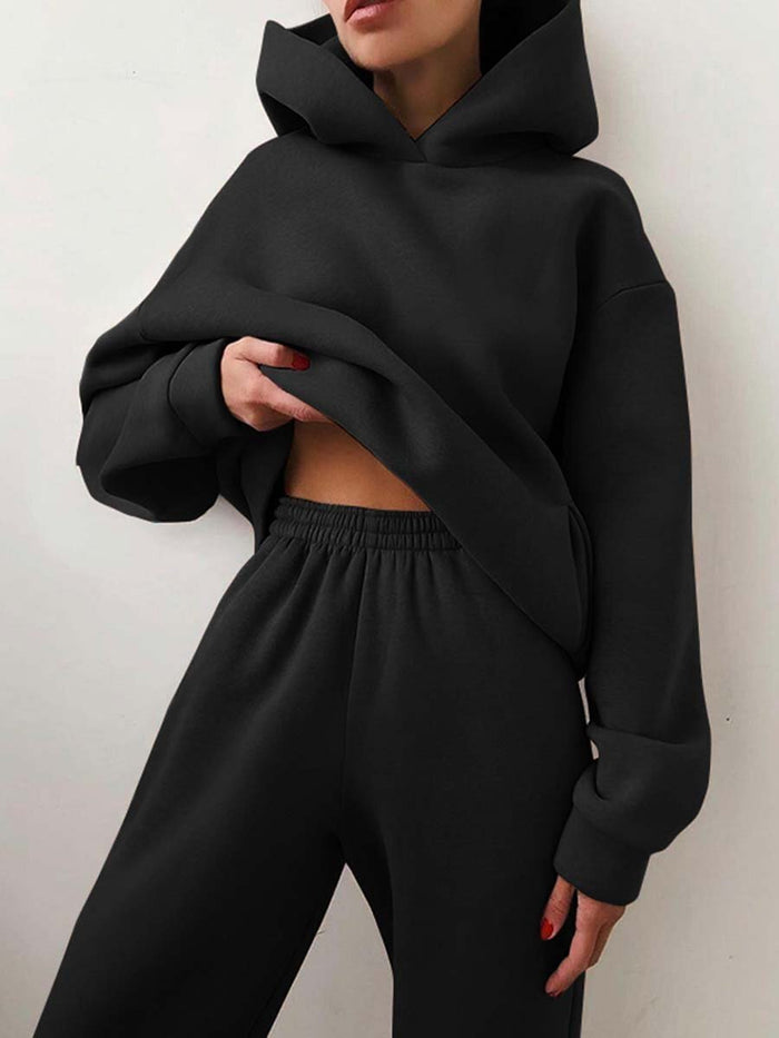 Confort ultime : ensemble de jogging surdimensionné 2 pièces avec sweat à capuche et pantalon de survêtement pour un look moderne