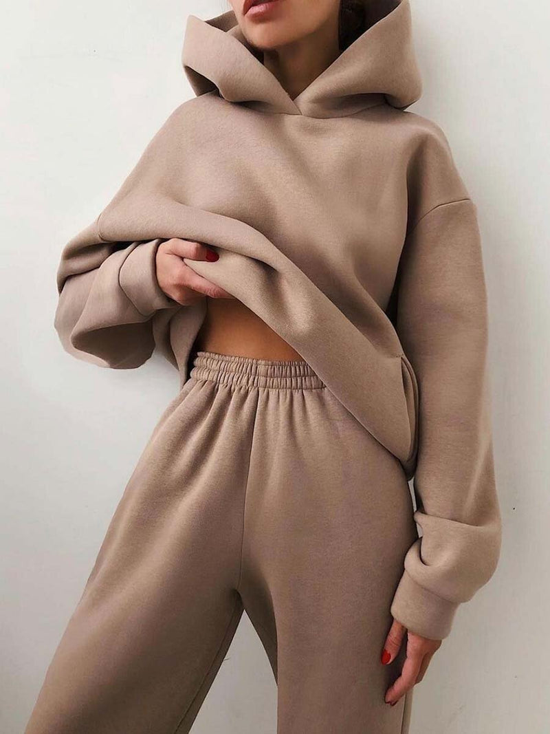 Confort ultime : ensemble de jogging surdimensionné 2 pièces avec sweat à capuche et pantalon de survêtement pour un look moderne