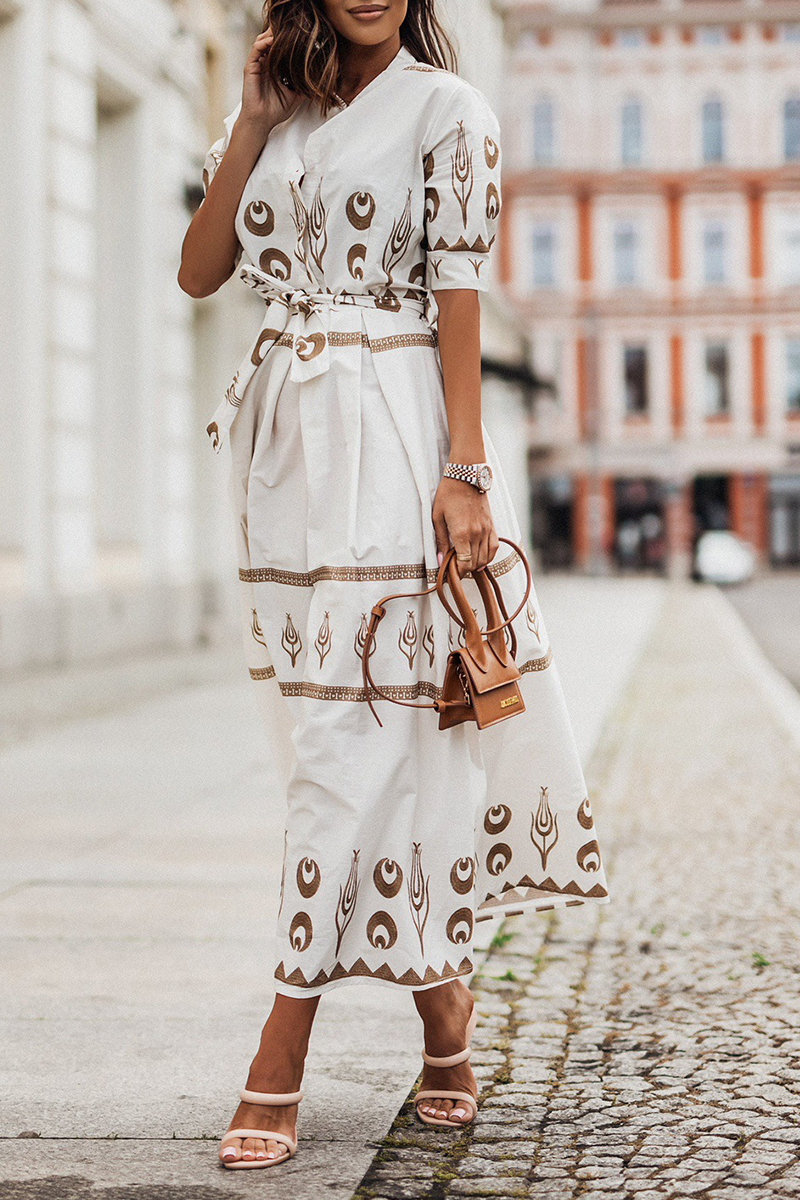 Chanteuse Vintage Kurzarm Baumwollkleid pour un look zélé