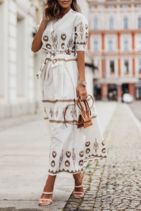 Chanteuse Vintage Kurzarm Baumwollkleid pour un look zélé