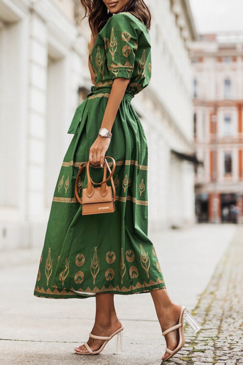 Chanteuse Vintage Kurzarm Baumwollkleid pour un look zélé