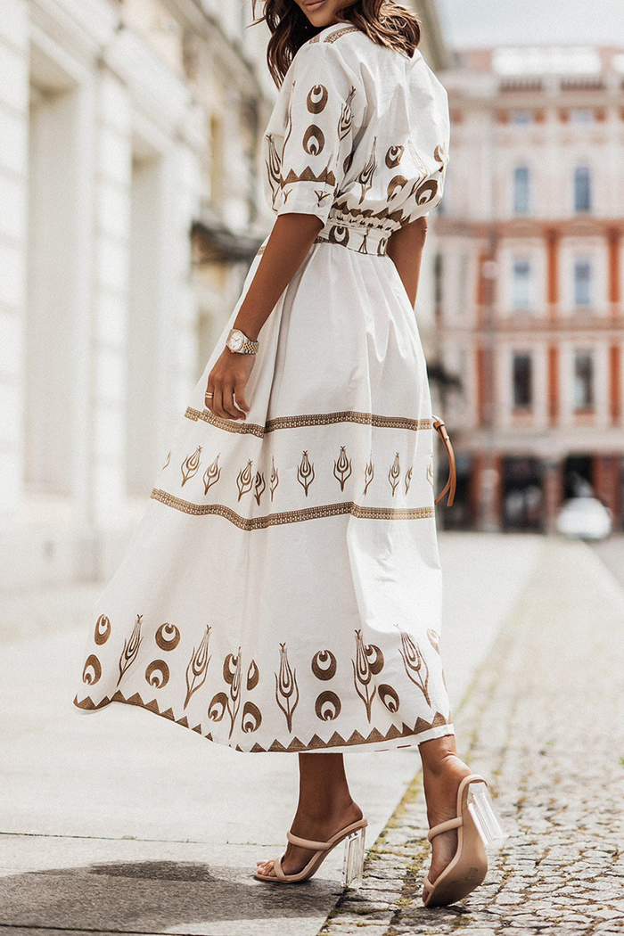 Chanteuse Vintage Kurzarm Baumwollkleid pour un look zélé