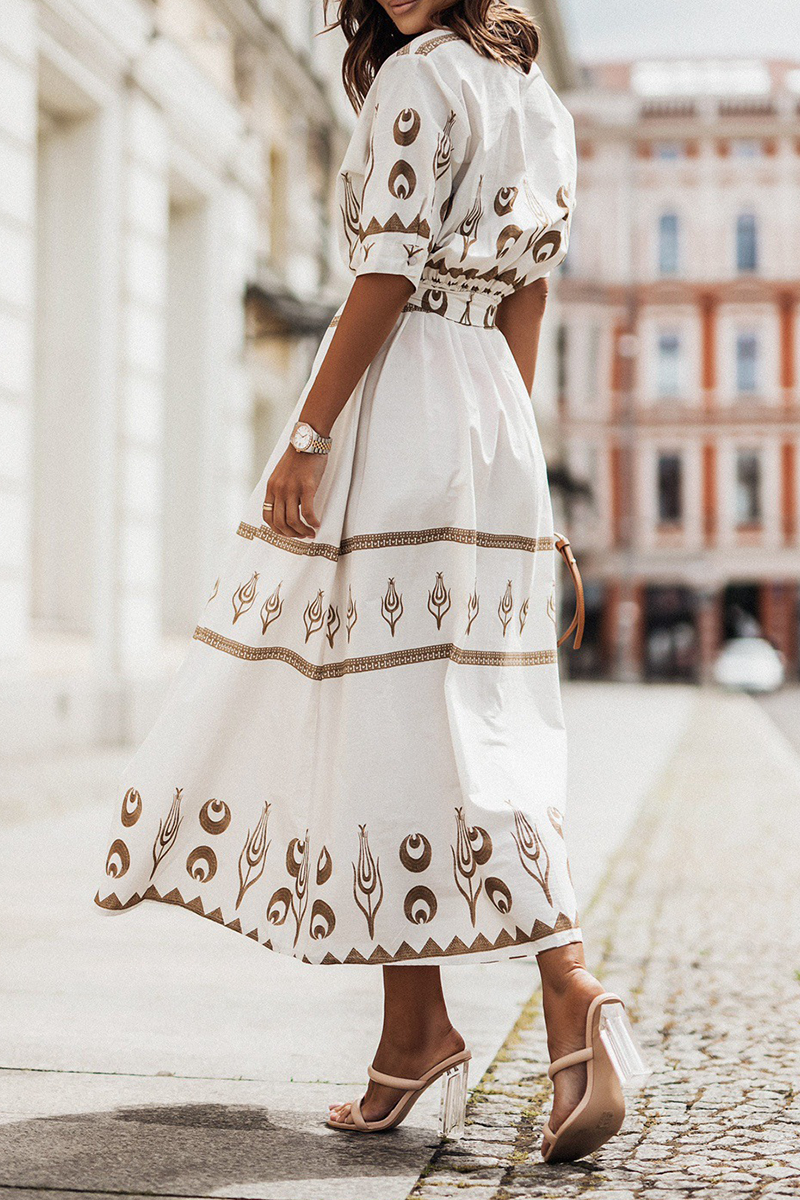 Chanteuse Vintage Kurzarm Baumwollkleid pour un look zélé