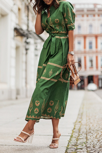 Chanteuse Vintage Kurzarm Baumwollkleid pour un look zélé