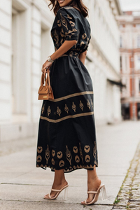 Chanteuse Vintage Kurzarm Baumwollkleid pour un look zélé