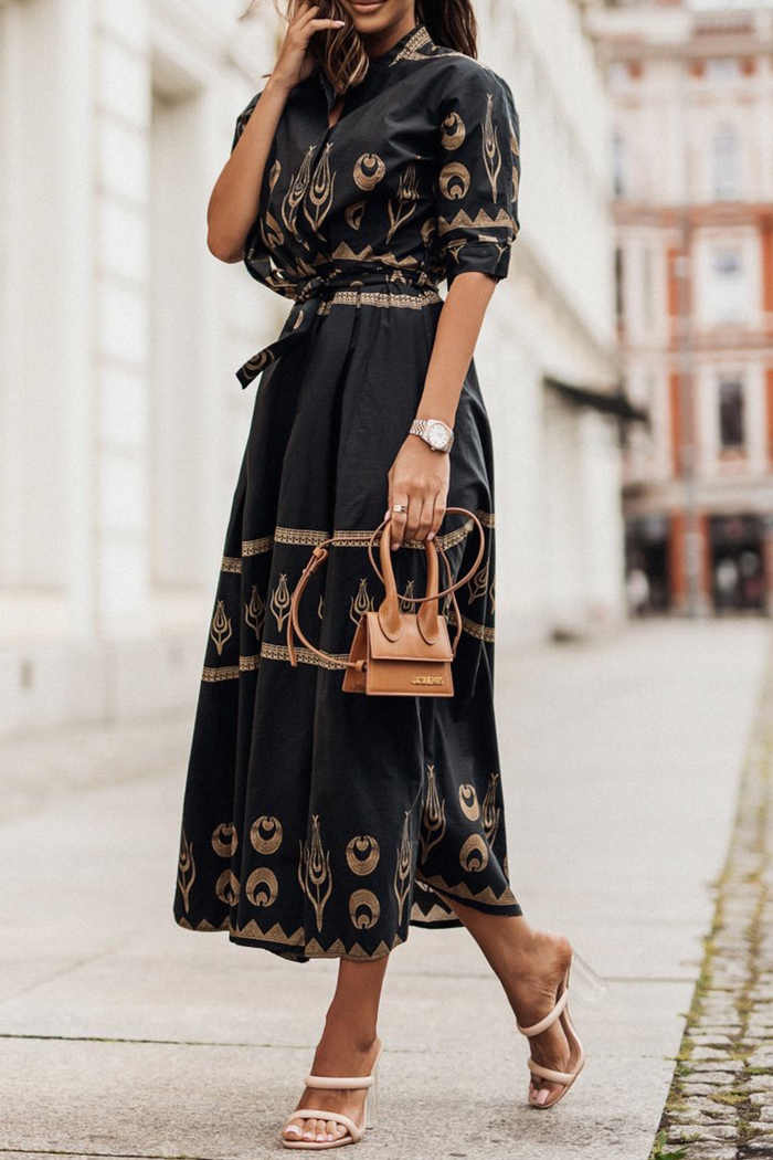 Chanteuse Vintage Kurzarm Baumwollkleid pour un look zélé