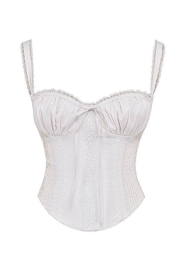 Élégant top corset blanc pour femmes avec détails en dentelle raffinés