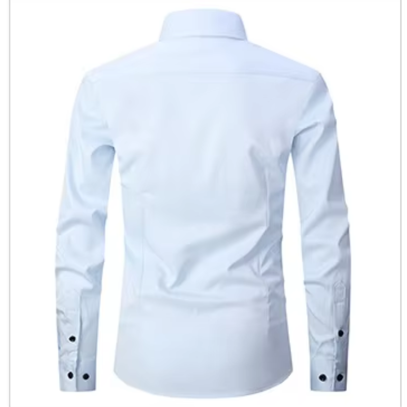 Camisole de corte masculine slim avec boutons de contraste et mangas largas