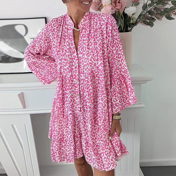 Élégante mini-robe Rosalinda à manches longues et col en V pour un look élégant