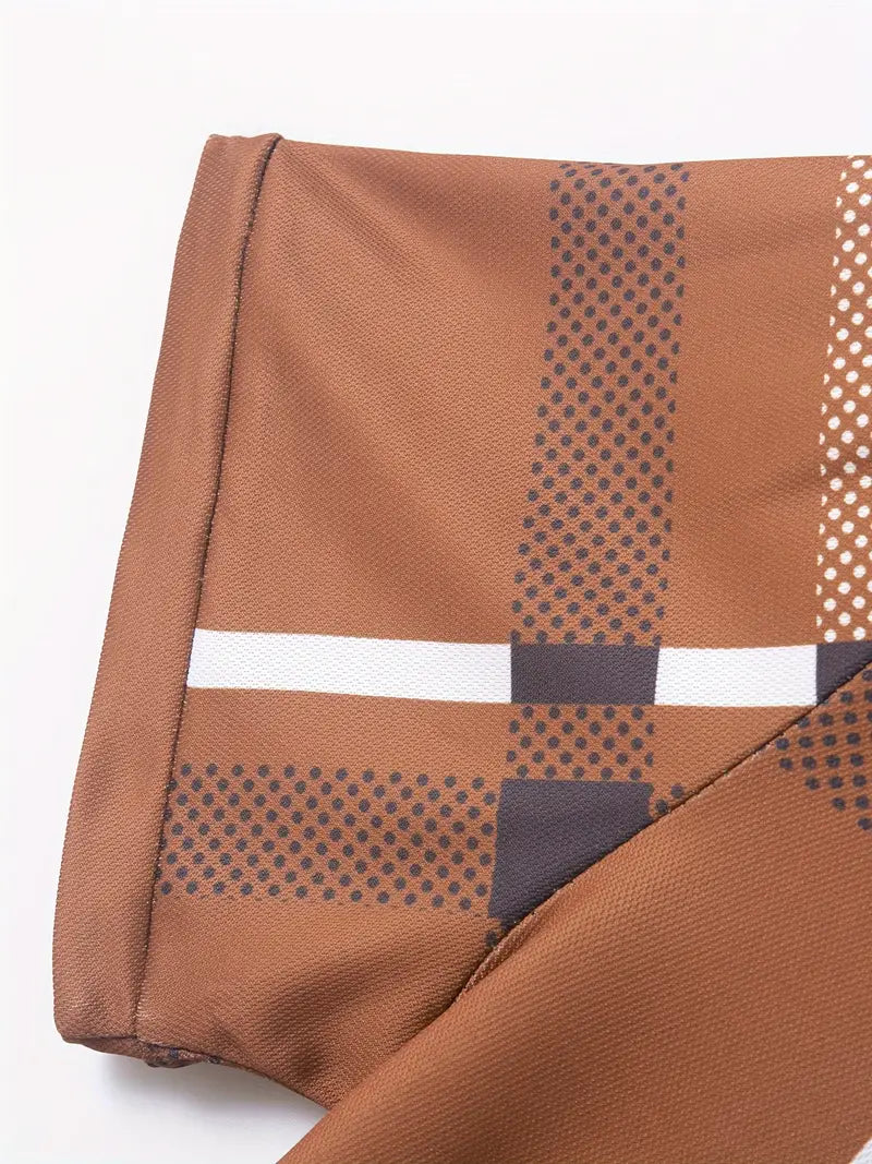 Polo à carreaux stylisé pour hommes - Slim Fit Short Sleeve Casual Classic