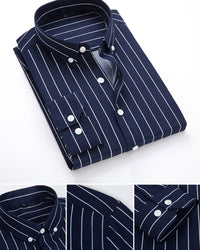 Camisole pour homme - Manga larga - Corte clásico - Rayas - Puños de botones - Formalidad empresarial