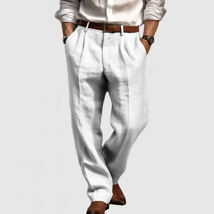 Pantalon de loisir élégant pour homme en coton et lin confortables - Adriano