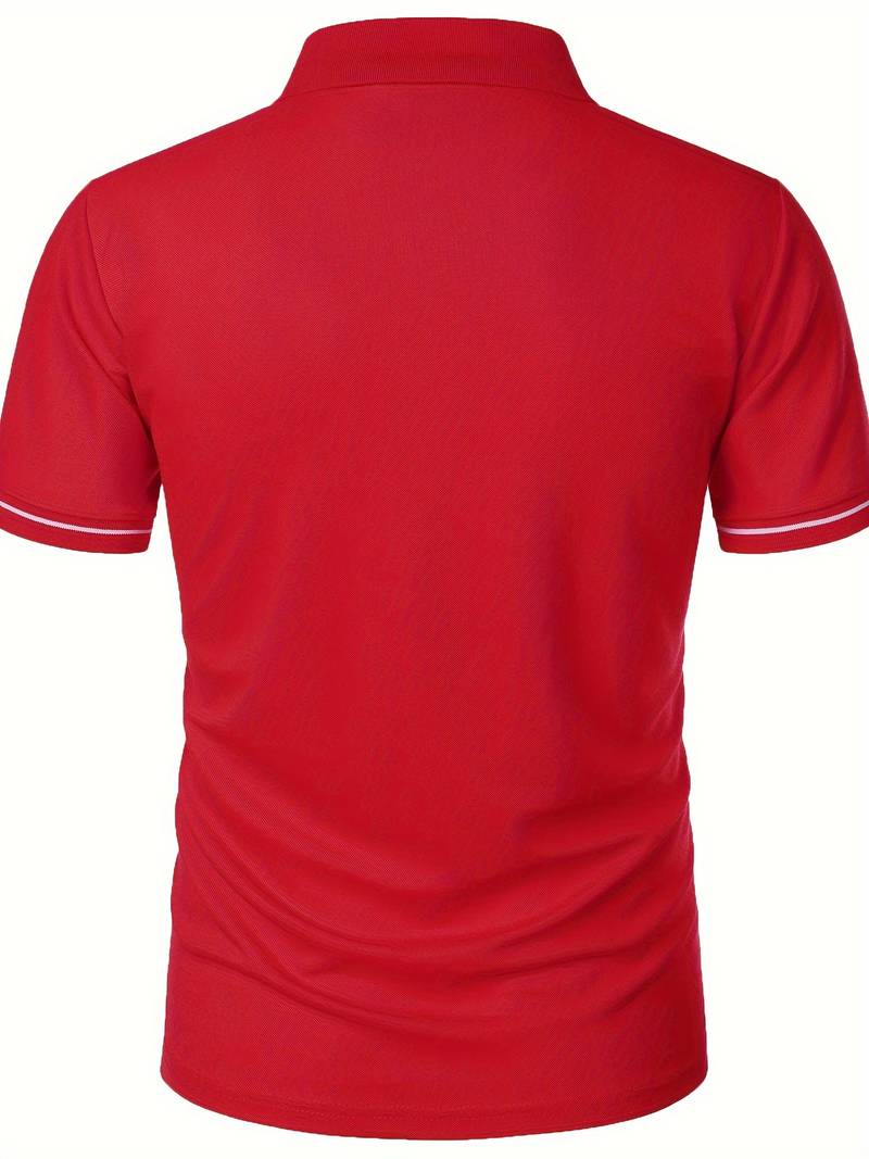 Polo slim à manches courtes pour hommes avec fermeture à glissière contrastée à la mode