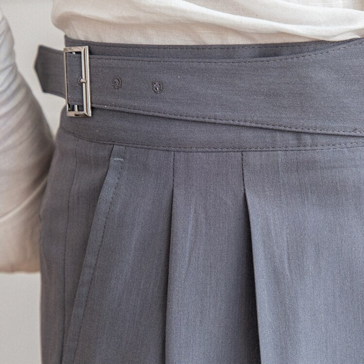 Gurkha Trousers for Men - Pantalon boutonné élégant à taille haute et à plis