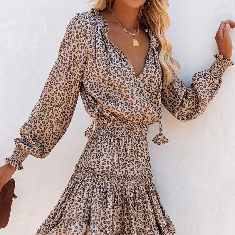 Robe Midi à Imprimé Léopard pour Femmes