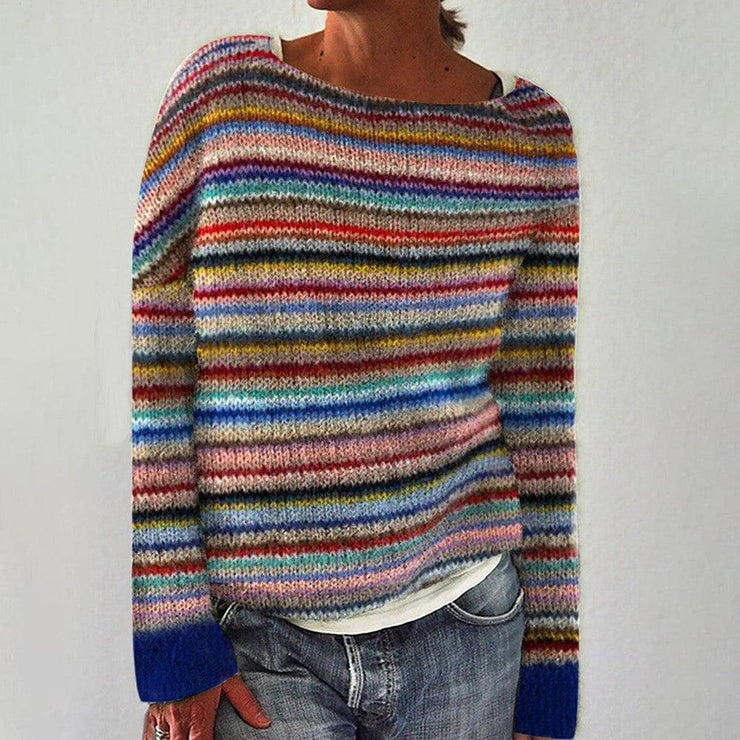 Pull féminin rayé à manches longues en tricot de luxe - Lillian pour le style et le confort