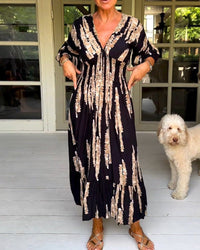 Robe longue d'été élégante avec coupe en V S-Design - Yvanna