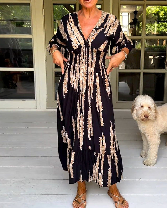 Robe longue d'été élégante avec coupe en V S-Design - Yvanna