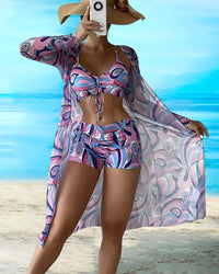Ensemble Bikini Floral Élégant 3 Pièces pour Femmes