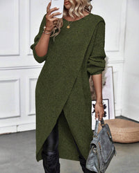Robe midi unie en tissu doux, élégante et confortable pour un quotidien stylé