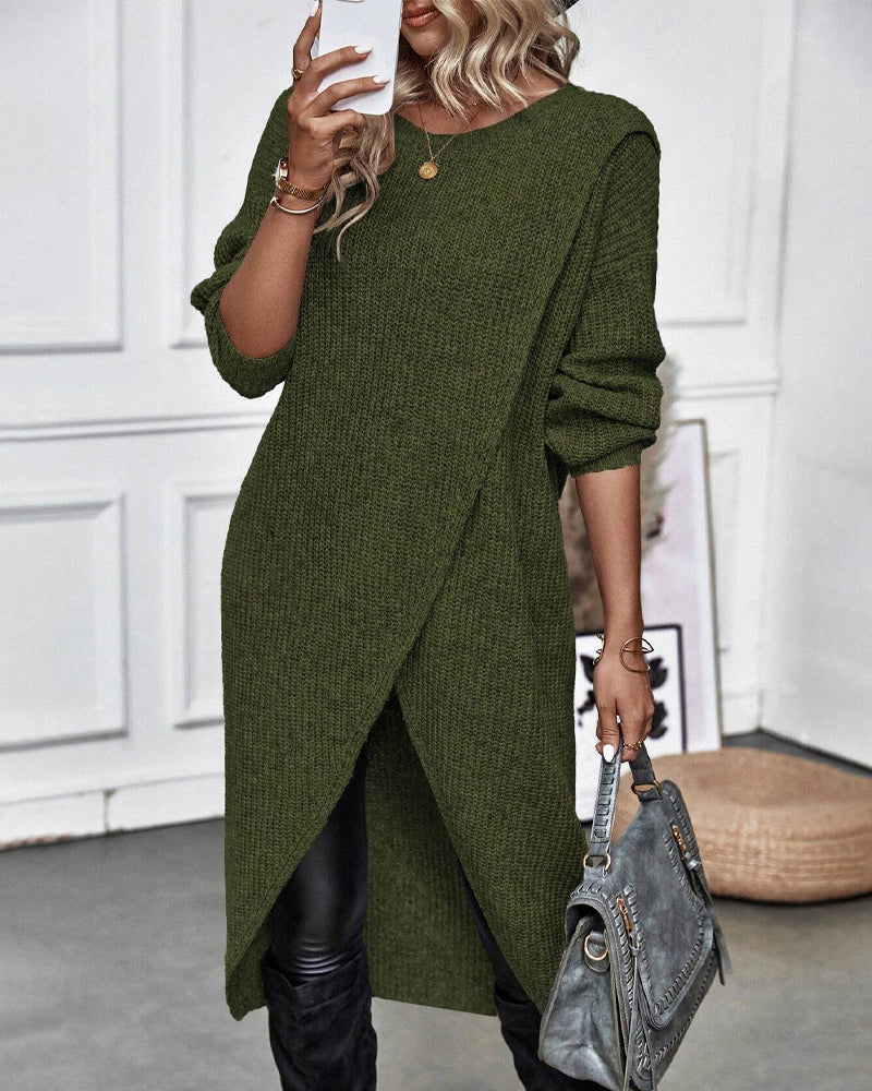 Robe midi unie en tissu doux, élégante et confortable pour un quotidien stylé