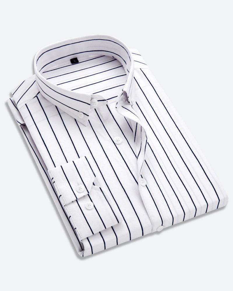 Camisole pour homme - Manga larga - Corte clásico - Rayas - Puños de botones - Formalidad empresarial