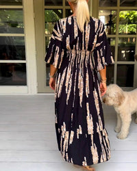 Robe longue d'été élégante avec coupe en V S-Design - Yvanna