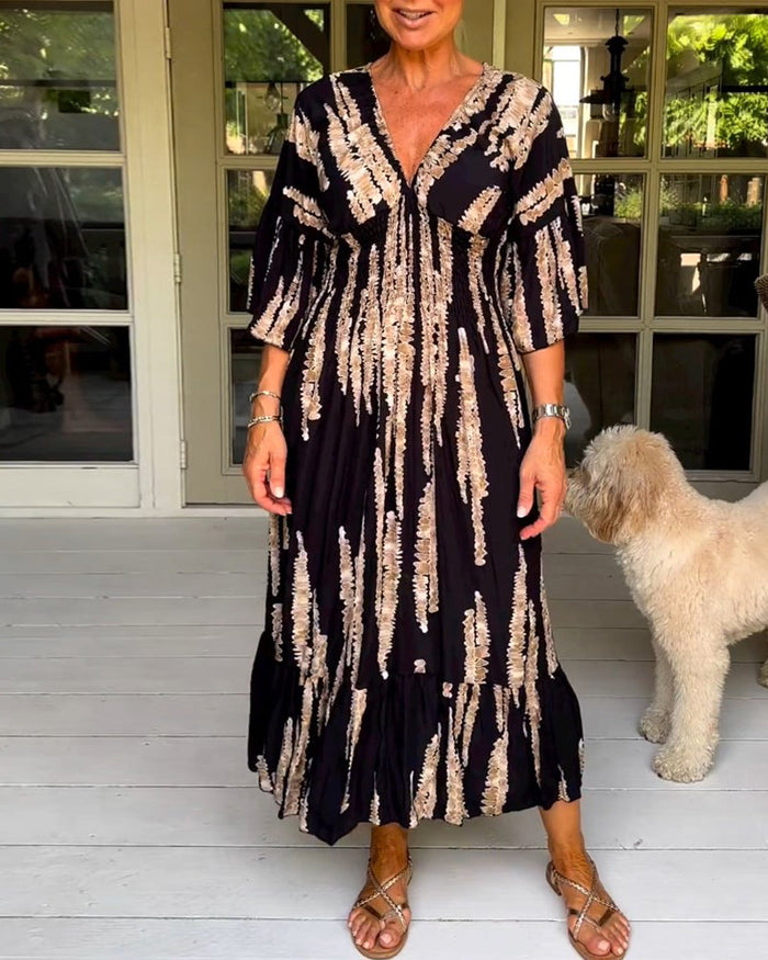 Robe longue d'été élégante avec coupe en V S-Design - Yvanna