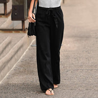 Pantalon à jambe large pour femme en lin aéré pour un look élégant au quotidien