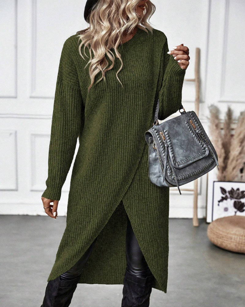 Robe midi unie en tissu doux, élégante et confortable pour un quotidien stylé