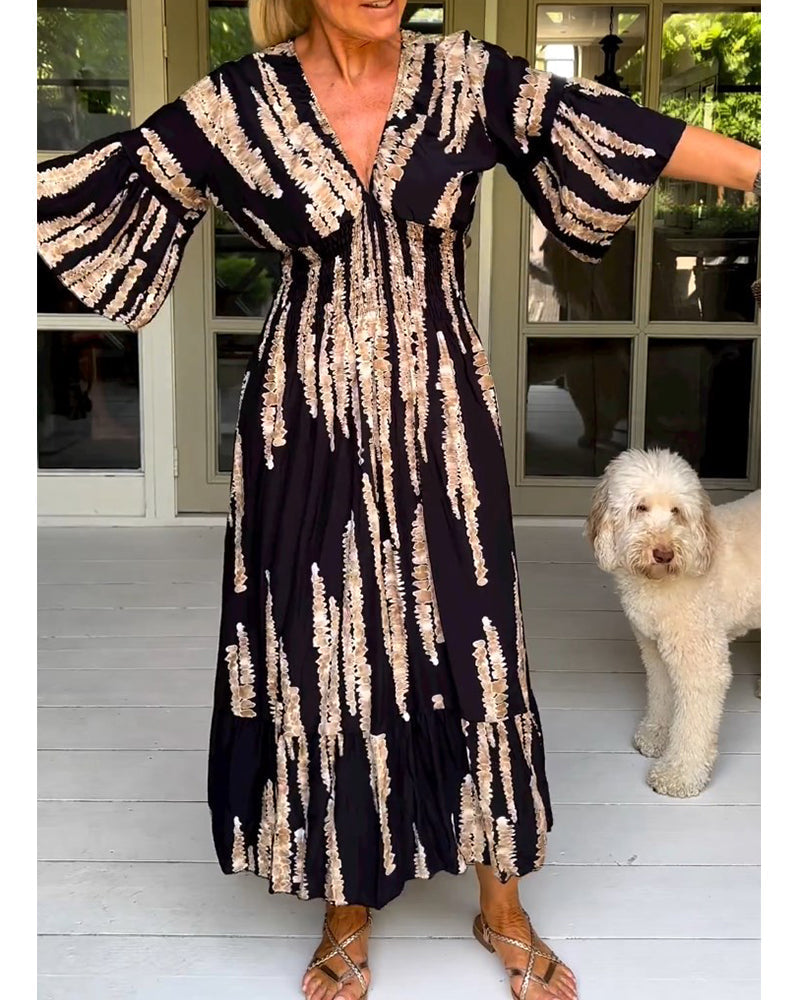 Robe longue d'été élégante avec coupe en V S-Design - Yvanna