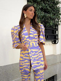 Eva | Ensemble chic avec manches bouffantes et col luxueux pour un look élégant
