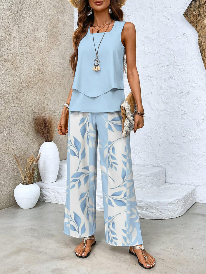 Top et pantalon large d'été pour femmes - Ensemble 2 pièces pour un look élégant