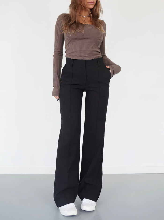 Pantalon large élégant - pantalon femme à taille haute pour un look parfait