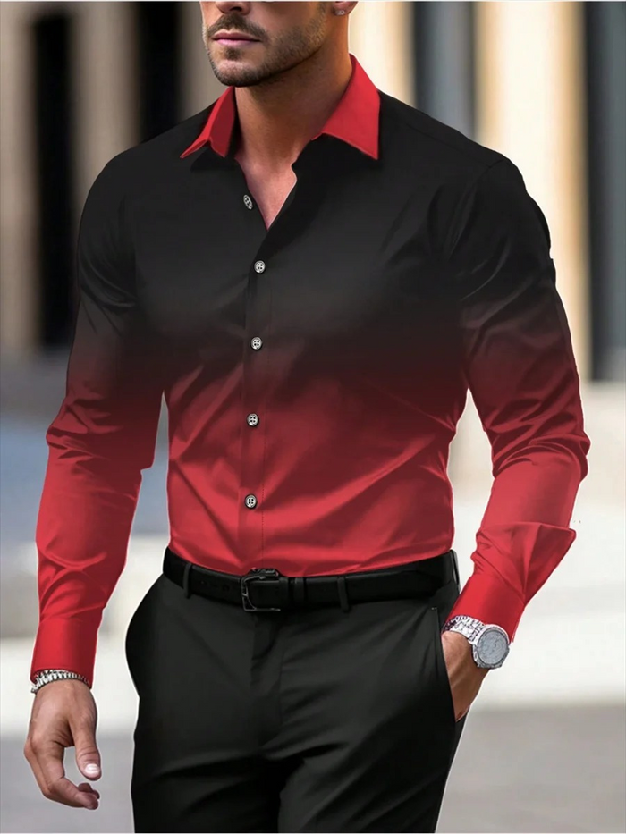 Camisole pour homme à la coupe gradient slim fit avec maniche lunghe et chiusura a bottoni