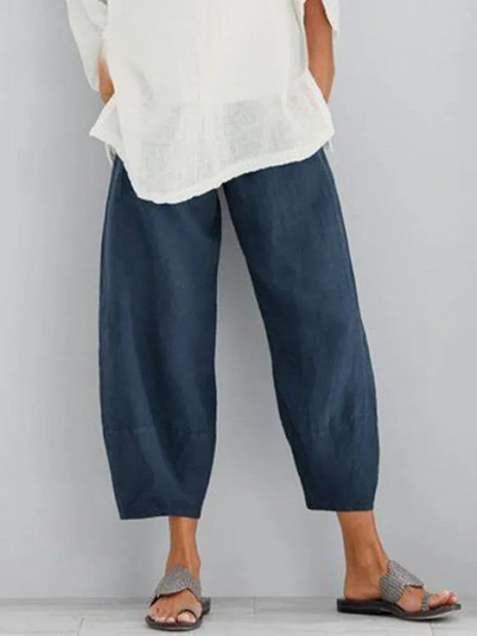 Pantalon en lin pour femmes - Coupe décontractée et décontractée - Léger, respirant et confortable pour les sorties estivales