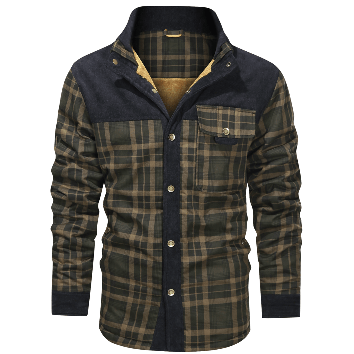 Veste polaire rétro classique à carreaux pour hommes avec col réversible pour un style douillet