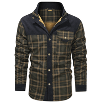 Veste polaire rétro classique à carreaux pour hommes avec col réversible pour un style douillet