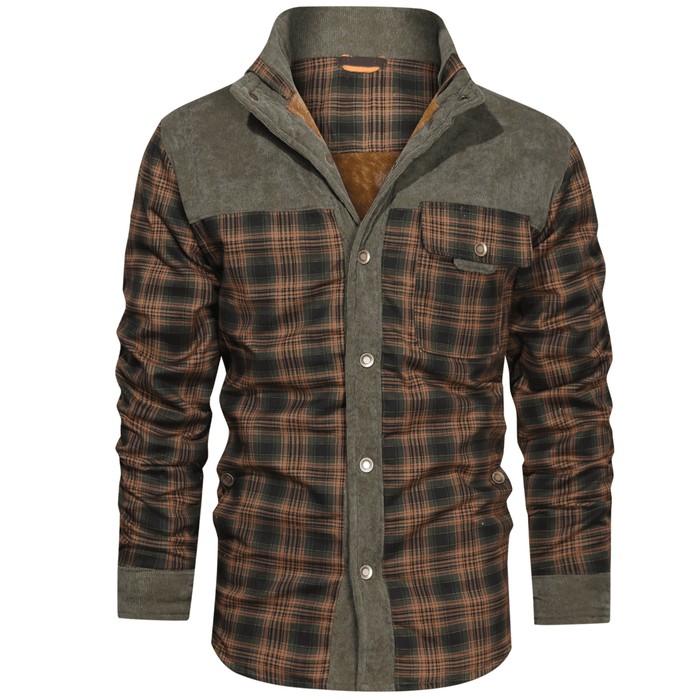 Veste polaire rétro classique à carreaux pour hommes avec col réversible pour un style douillet