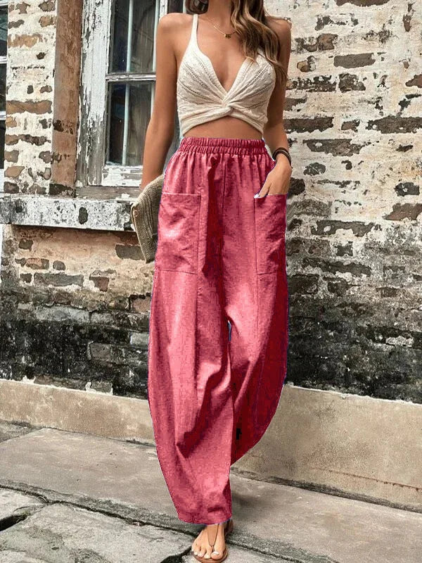 Pantalon élégant à taille haute pour femme - Coupe ample pour un look élégant