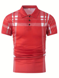 Polo à carreaux stylisé pour hommes - Slim Fit Short Sleeve Casual Classic