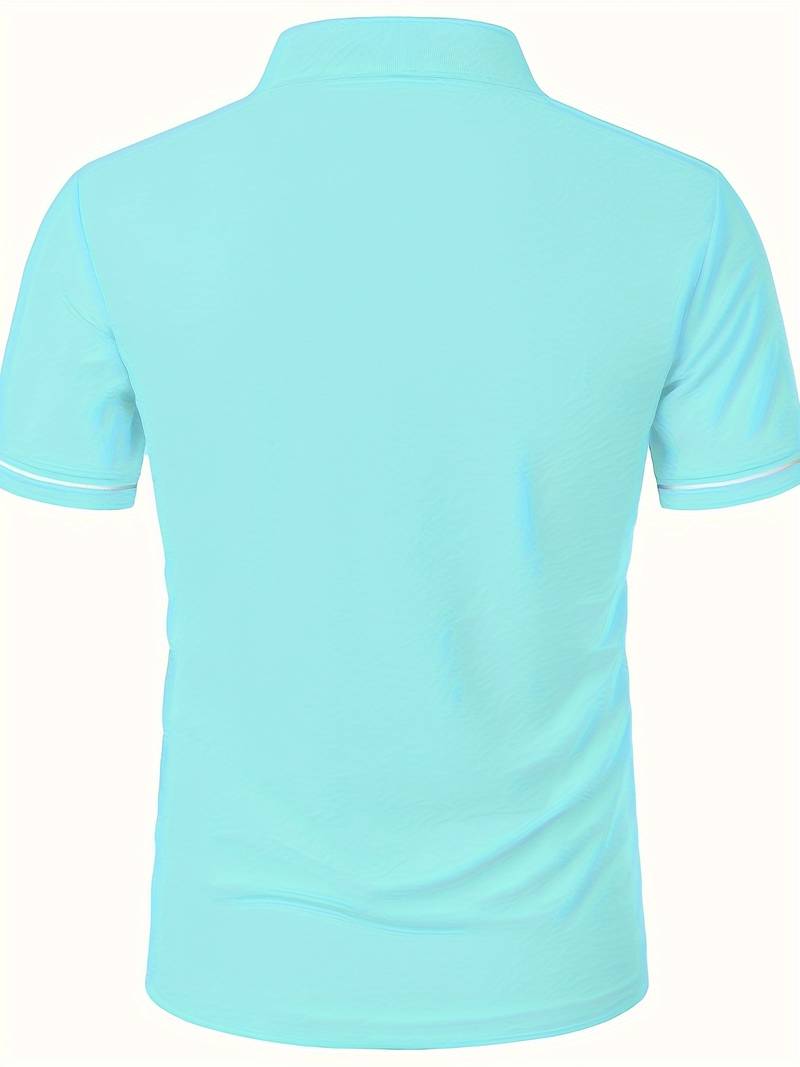 Polo slim à manches courtes pour hommes avec fermeture à glissière contrastée à la mode