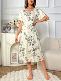 Robe midi florale à manches courtes pour femmes - Élégance et confort assurés