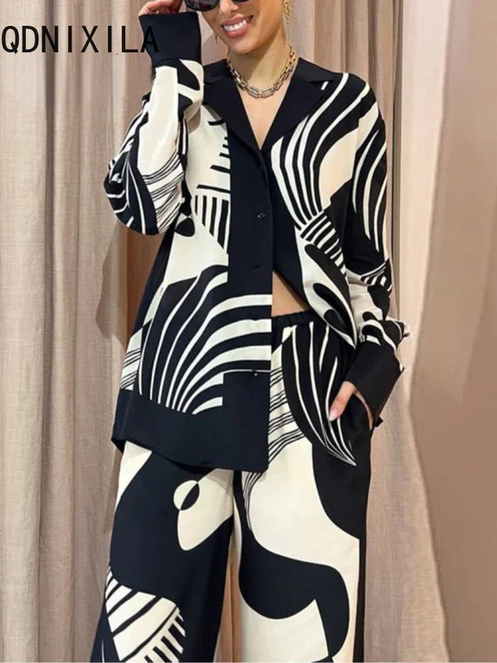 Sophie | Ensemble 2 pièces élégant en noir et blanc