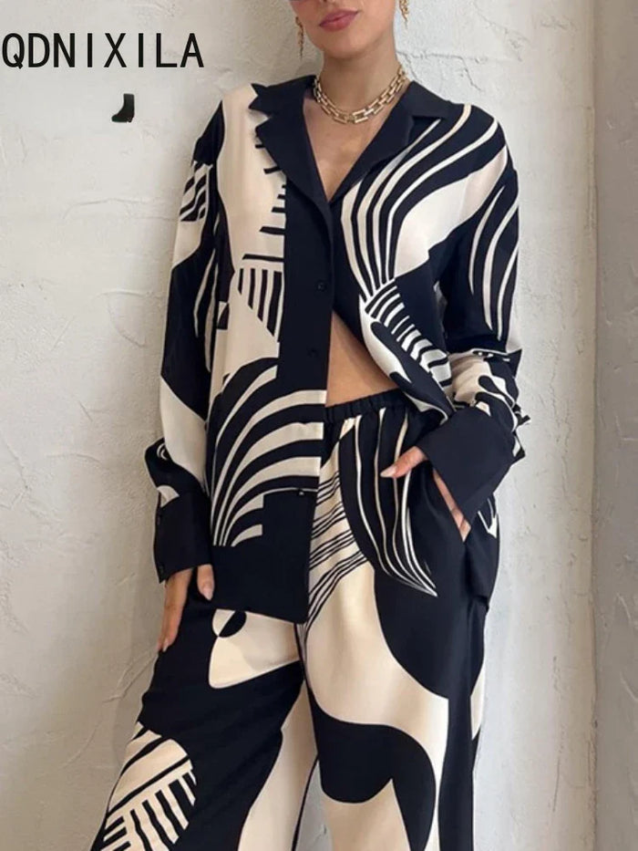 Sophie | Ensemble 2 pièces élégant en noir et blanc