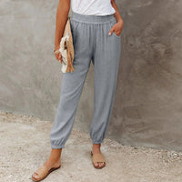 Pantalon léger et décontracté pour femmes avec ceinture élastique confortable - matière respirante et poches pratiques pour un confort quotidien